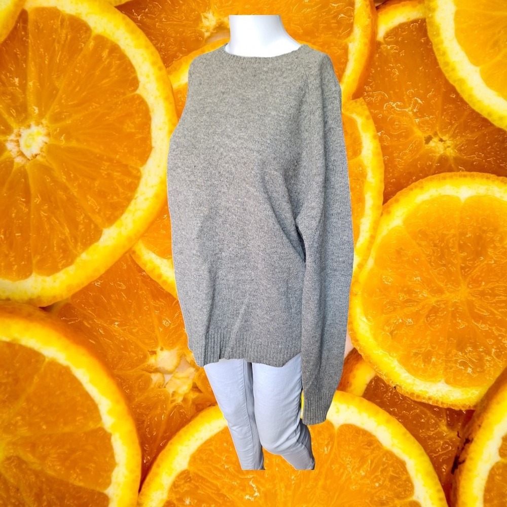 J.Crew Mens Gray Lambswool‎ Crew Neck Sweater Pullover Knitwear Casual Top